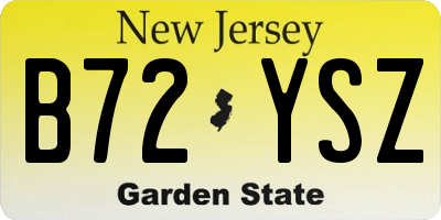 NJ license plate B72YSZ