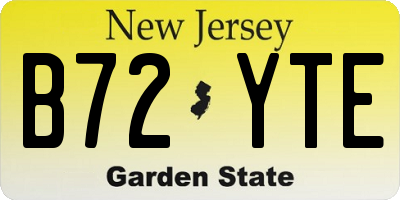 NJ license plate B72YTE