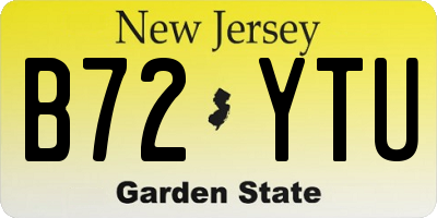 NJ license plate B72YTU
