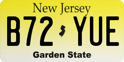 NJ license plate B72YUE