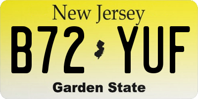 NJ license plate B72YUF