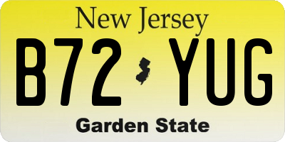 NJ license plate B72YUG