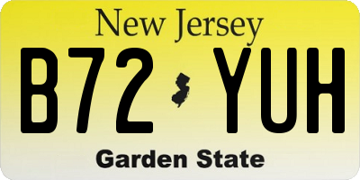 NJ license plate B72YUH