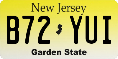 NJ license plate B72YUI