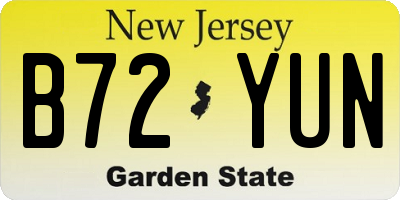 NJ license plate B72YUN
