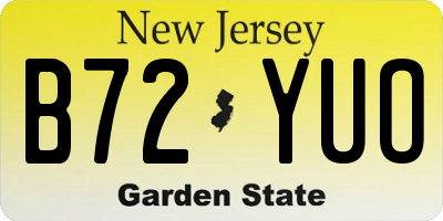 NJ license plate B72YUO