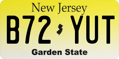 NJ license plate B72YUT
