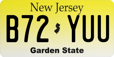 NJ license plate B72YUU