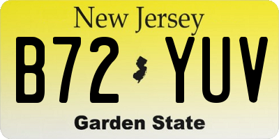 NJ license plate B72YUV