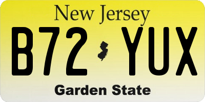NJ license plate B72YUX