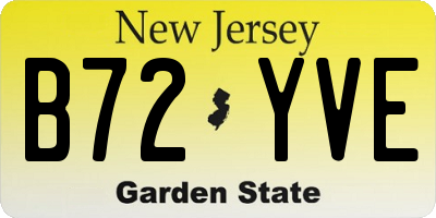 NJ license plate B72YVE