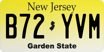 NJ license plate B72YVM