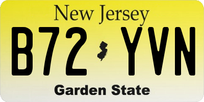 NJ license plate B72YVN