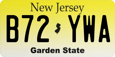 NJ license plate B72YWA