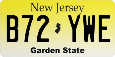 NJ license plate B72YWE