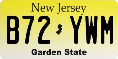 NJ license plate B72YWM