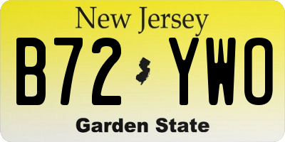 NJ license plate B72YWO