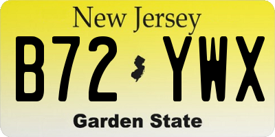NJ license plate B72YWX