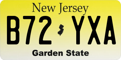 NJ license plate B72YXA