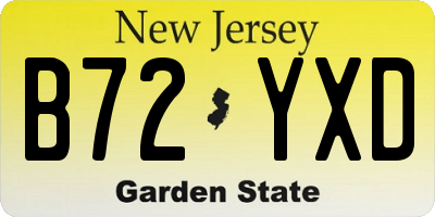 NJ license plate B72YXD