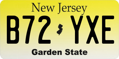 NJ license plate B72YXE