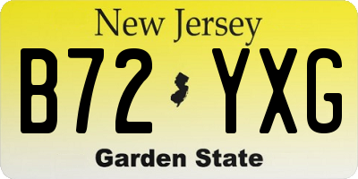 NJ license plate B72YXG