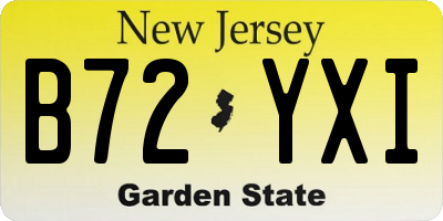 NJ license plate B72YXI