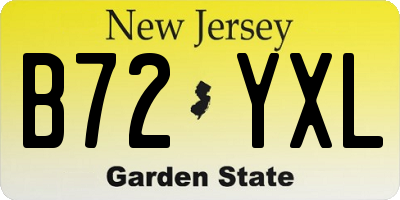 NJ license plate B72YXL