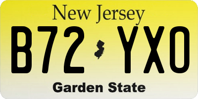 NJ license plate B72YXO