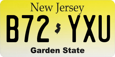 NJ license plate B72YXU