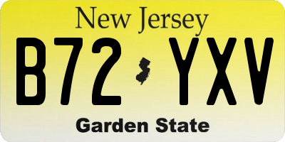 NJ license plate B72YXV
