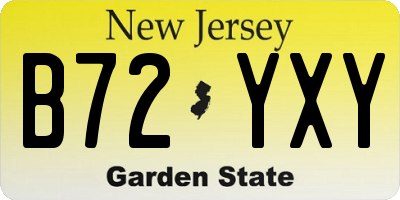 NJ license plate B72YXY