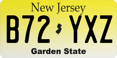 NJ license plate B72YXZ