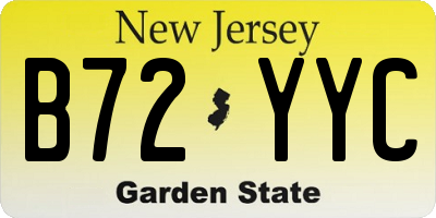 NJ license plate B72YYC