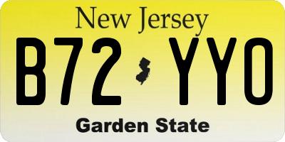 NJ license plate B72YYO