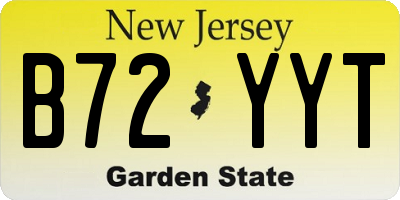 NJ license plate B72YYT