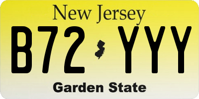 NJ license plate B72YYY