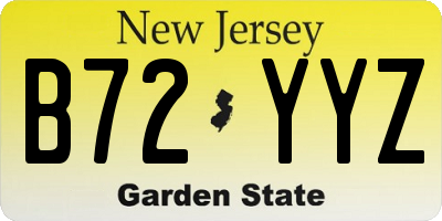 NJ license plate B72YYZ