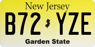 NJ license plate B72YZE