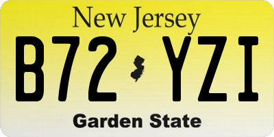 NJ license plate B72YZI