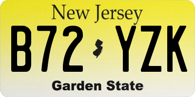 NJ license plate B72YZK