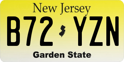 NJ license plate B72YZN