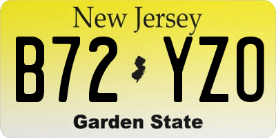 NJ license plate B72YZO