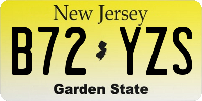 NJ license plate B72YZS