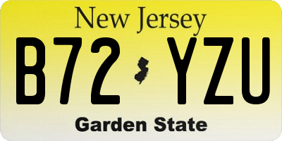 NJ license plate B72YZU