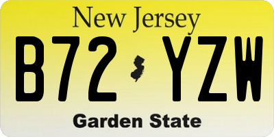 NJ license plate B72YZW