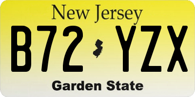 NJ license plate B72YZX