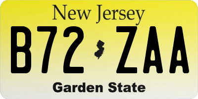 NJ license plate B72ZAA