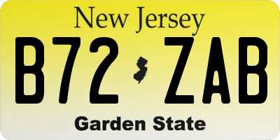 NJ license plate B72ZAB