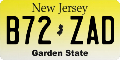 NJ license plate B72ZAD